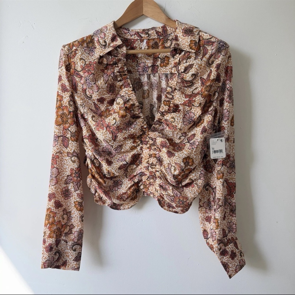 Free People I Got You Floral Crop Top Blouse NWT Women’s Medium MSRP $98